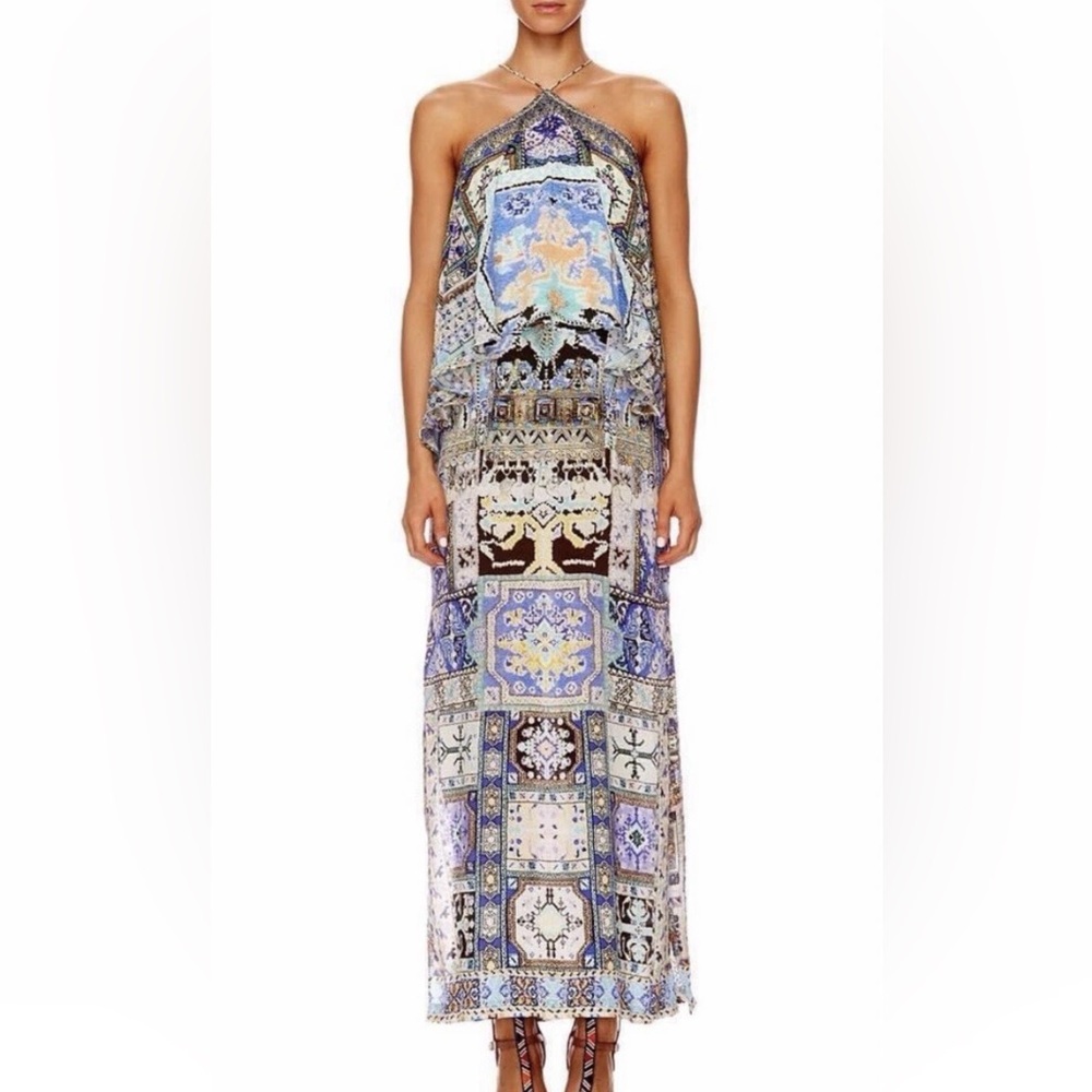 Camilla Weave of Humanity Silk Halterneck Maxi Dress NWT